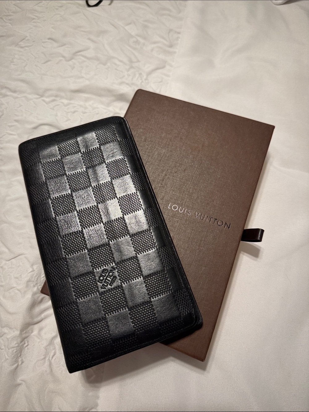 Louis Vuitton Black Damier Graphite Infini Long Wallet with COA and Box